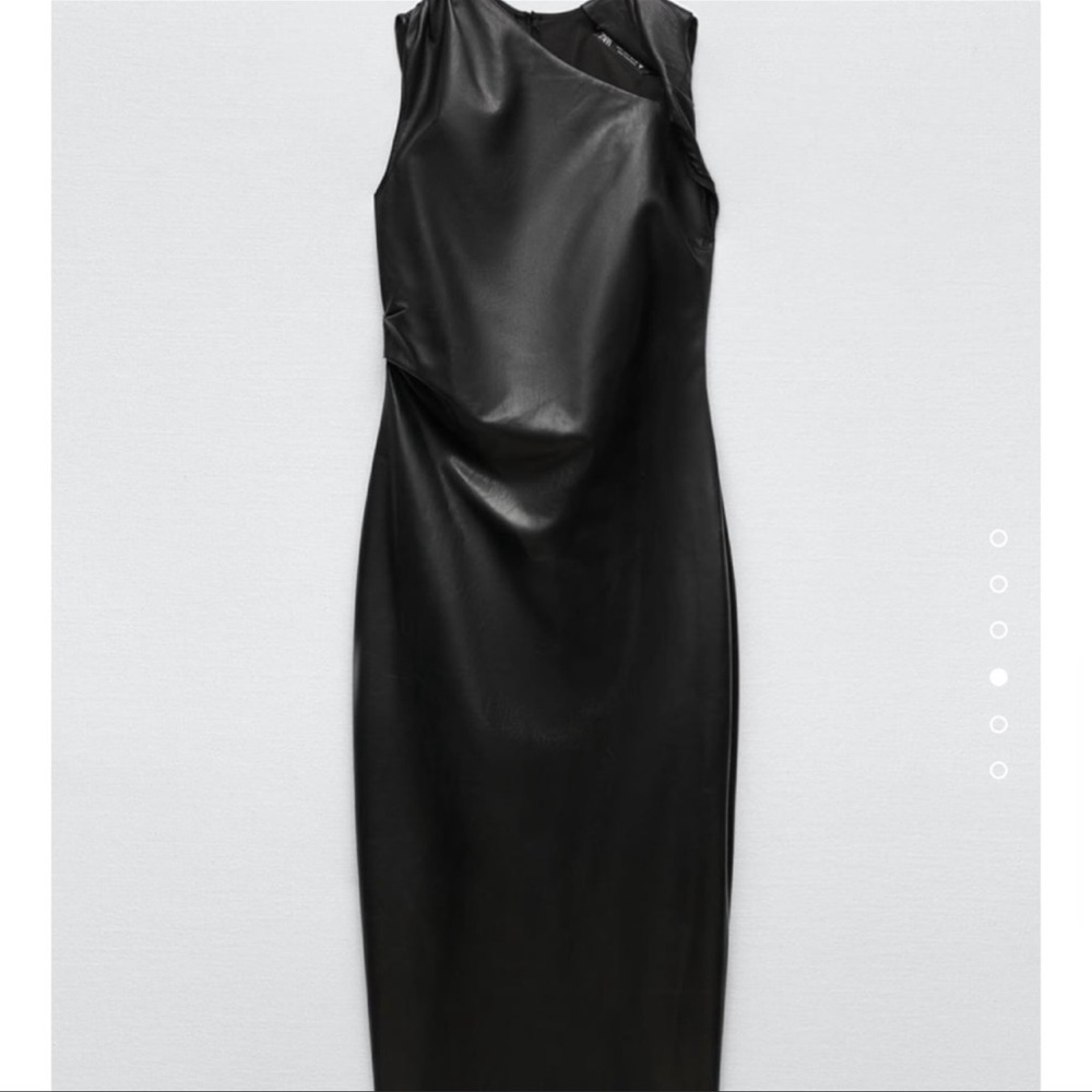 ZARA BLOGGERS FAV FAUX LEATHER MIDI DRESS - Picture 9 of 12